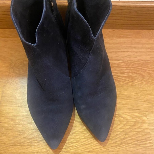 Mourtzi dark blue ankle boots used, low heel, zipper, size 39