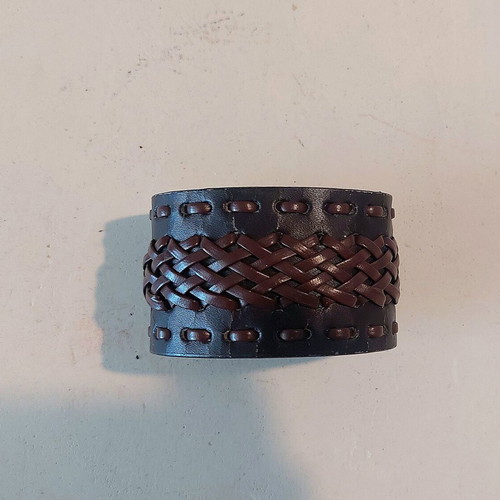 Vintage leather-style bracelet, brown