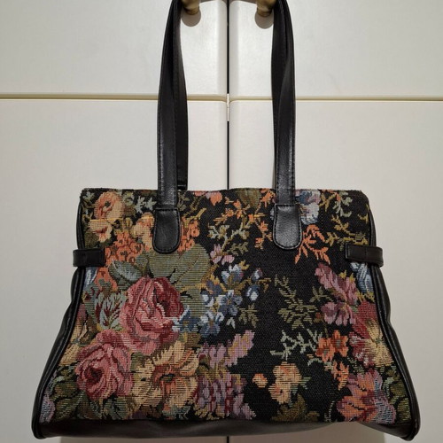 Floral Tapestry Tote Handbag used, multicolor, 33x22x10cm