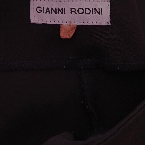 Gianni Rodini black flare pants with side slits and rhinestones