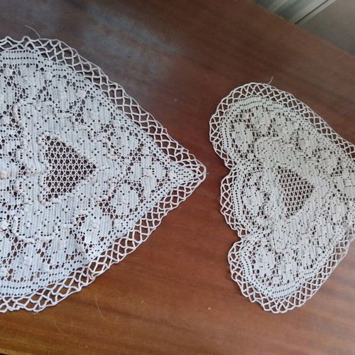 Handmade lace new, set of 2, ecru color