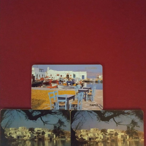 Phone cards used, pack of 3, 08/1996, Paros and Folegandros