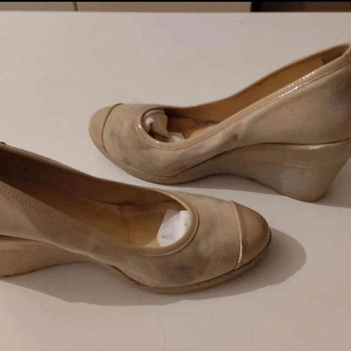 Beige suede platform pumps used, size 41
