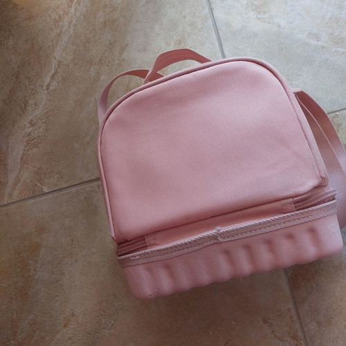 Pink lunch bag with rainbow design