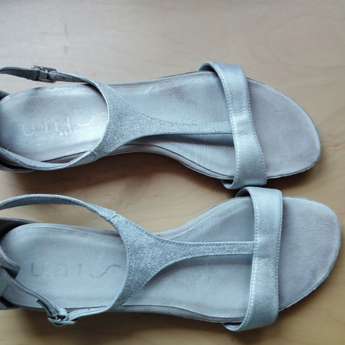 Unisa silver women's sandals size 40 used, genuine leather