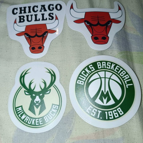 NBA stickers used, 4 pieces from Milwaukee Bucks and Chicago Bulls