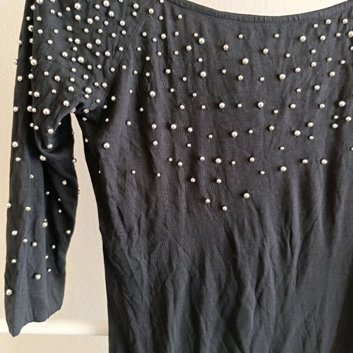 Miss Sixty Dress New Black With Silver Pearls, Size Small