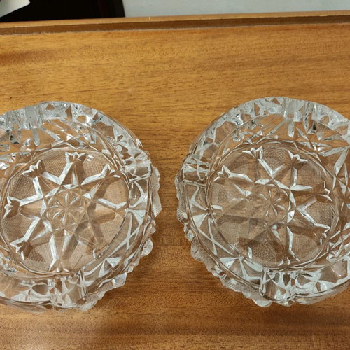 Crystal ashtrays used, set of 2 pieces