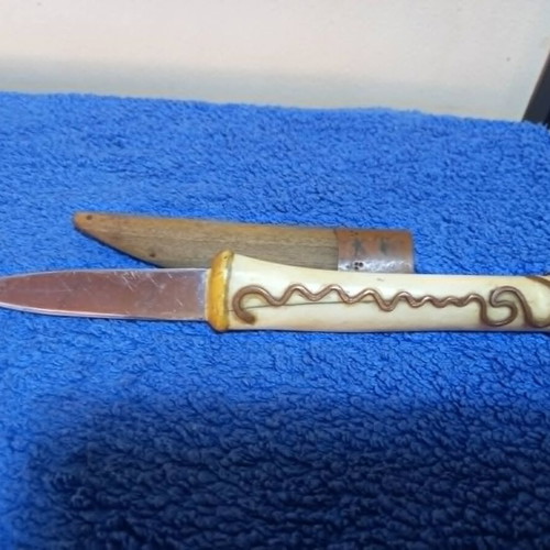 Puma Solingen hunting knife used with stag handle and leather sheath