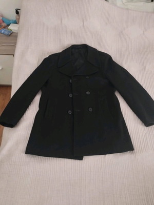 Wool peacoat used, black, double breasted