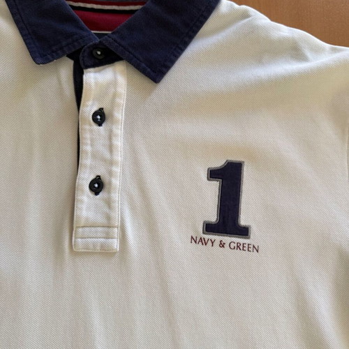 Polo shirt Navy & Green medium like new, white and blue