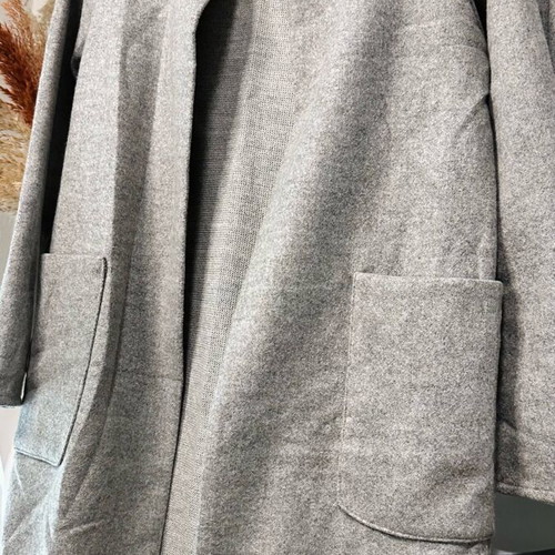 Grey Long Coat Zara Like New With Belt And Checked Lining