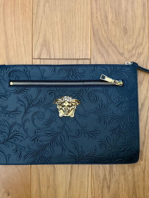 Versace leather handbag new, black with gold details