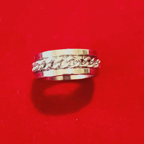 Ring in embossed men's wedding band style new, silver Apefthon