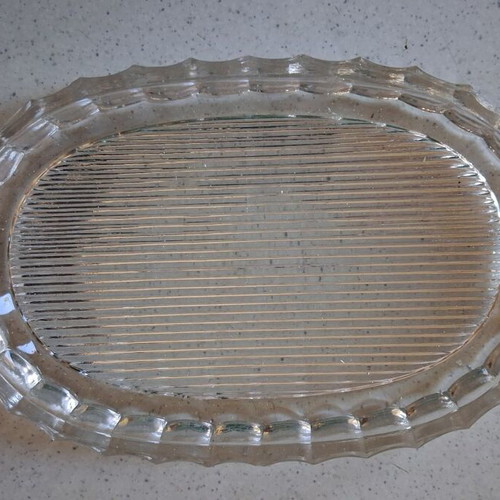 Vintage small glass serving plate used, 16cm for nuts and meze