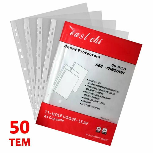 A4 Perforated Sheet Protectors New, Set of 50