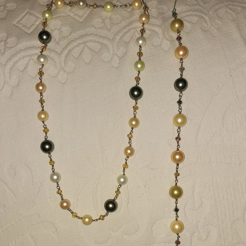 Handmade 925 Silver Set Necklace and Bracelet with Pearls New
