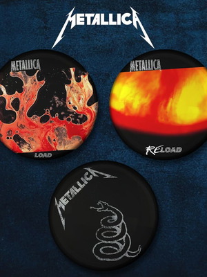 Metallica pins new, set of 3, Load Reload Black album