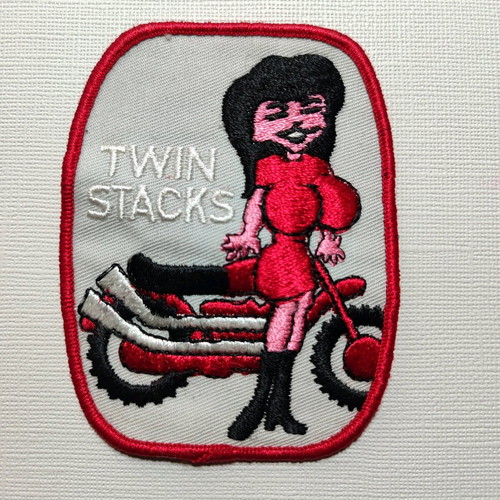 Twin Stacks Harley Davidson embroidered patch used 70s