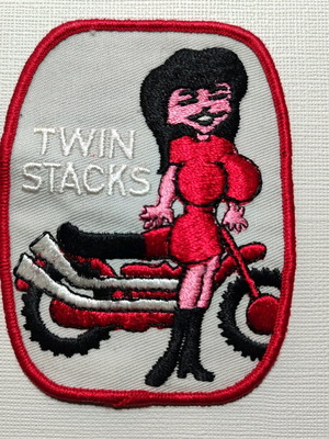 Twin Stacks Harley Davidson embroidered patch used 70s