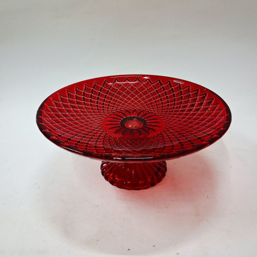 Vintage Ruby Red Glass Fruit Bowl 20 cm, like new