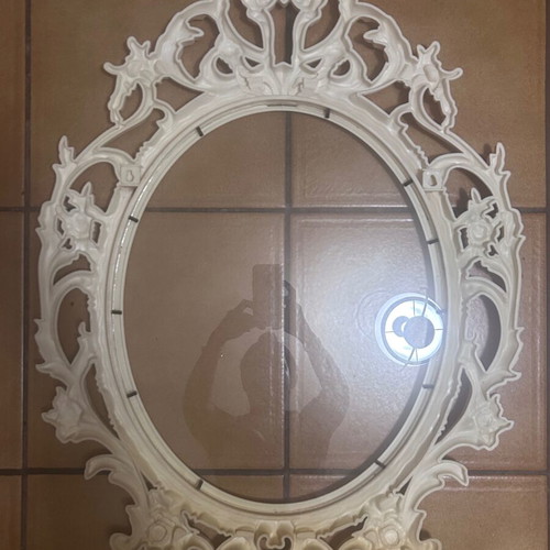 Vintage oval ornate white mirror frame like new