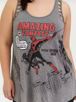 Marvel plus size lightweight breathable top with Amazing Fantasy Spider-Man graphic