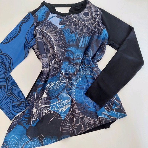 Desigual long-sleeve blouse medium blue black like new