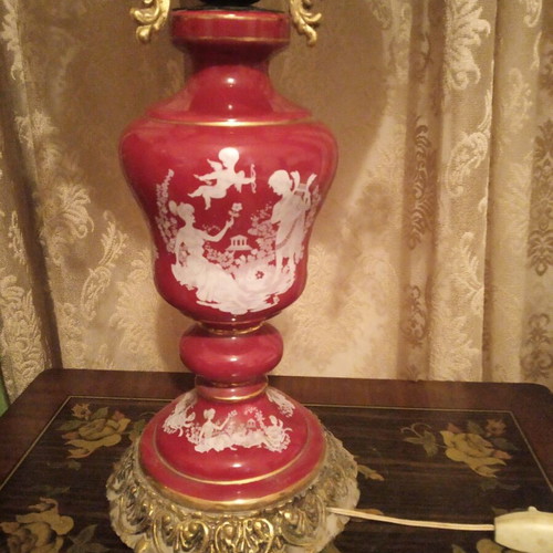 Table lamp with double glass
