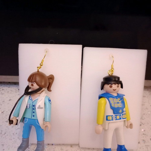 Playmobil Earrings The Doctor & the Nuclear Scientist!!