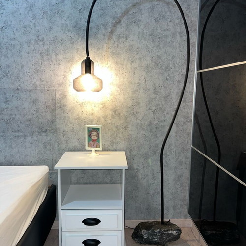 Floor lamp new set of 2, stone, glass and metal