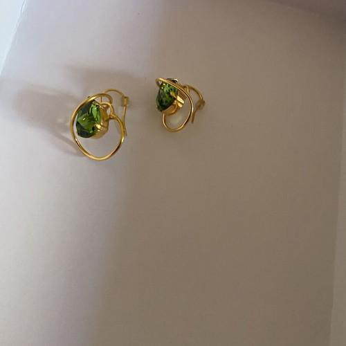 Catherine Bijoux earrings like new, green and gold