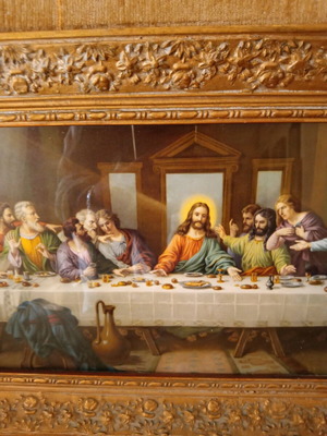 Last Supper picture like new, old frame vintage