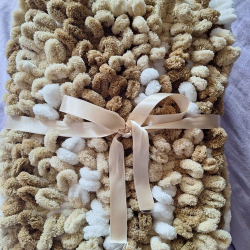 Handmade baby blanket new, soft Alize Puffy Color