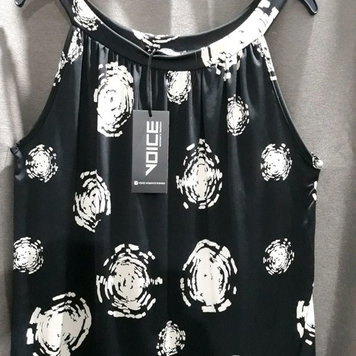 Sleeveless tank top - summer, black color with patterns, Size One Size, new, women