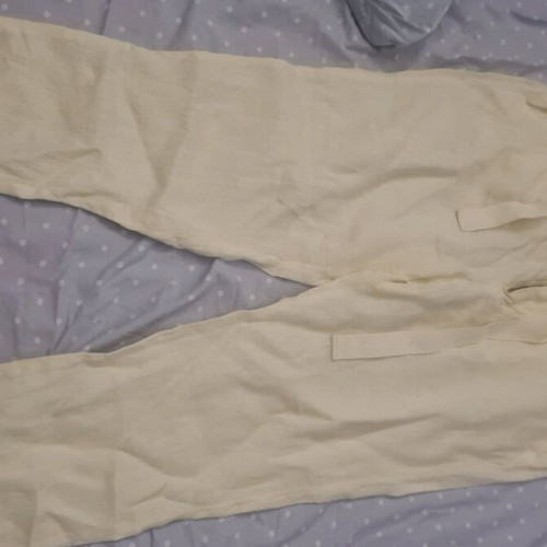 Benetton pants 100% linen with belt like new, white