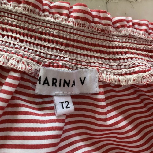 Marina V dress short striped white red like new