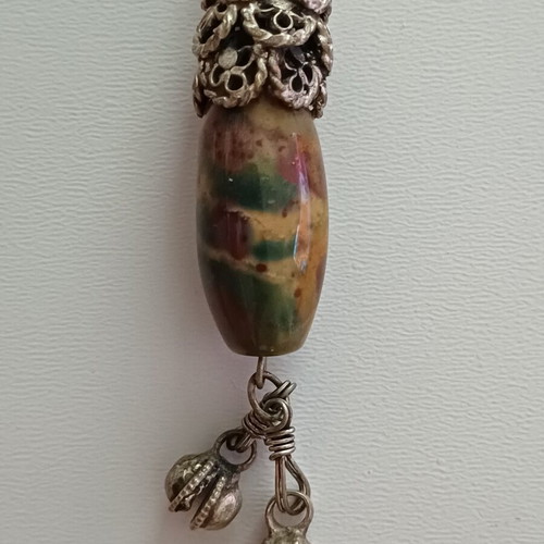 Vintage ethnic tribal pendant amulet with jasper stone