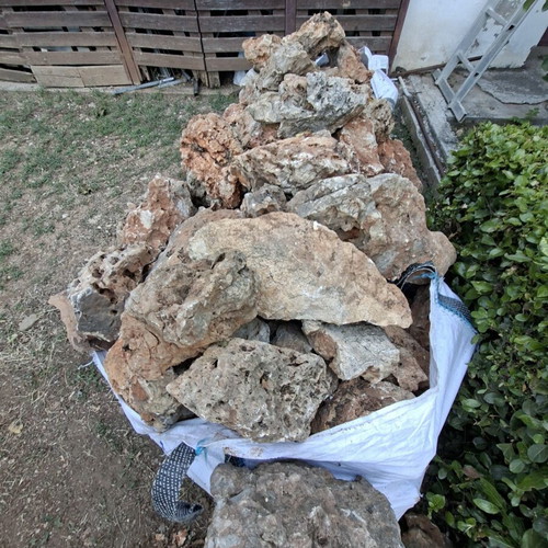 Decorative stones with holes used for waterfalls and rock gardens