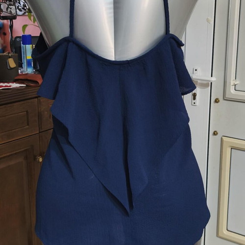 Blue nautical off-shoulder top like new, size L-XL
