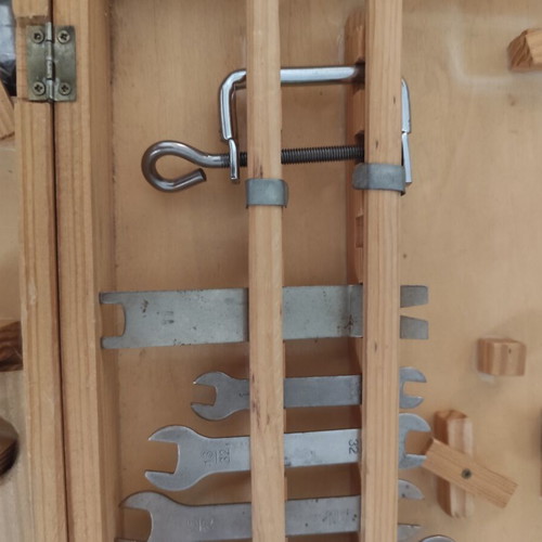 Wooden tool case for children used, realistic design