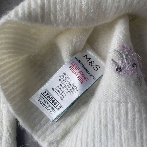 Girls' cardigan Marks & Spencer like new, size 110, white with sequins