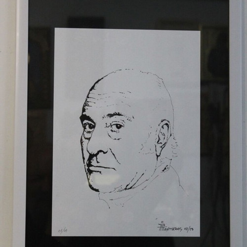 Odysseas Elytis portrait like new in A3 frame 21x30