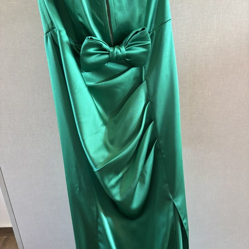 Satin green maxi dress, Small