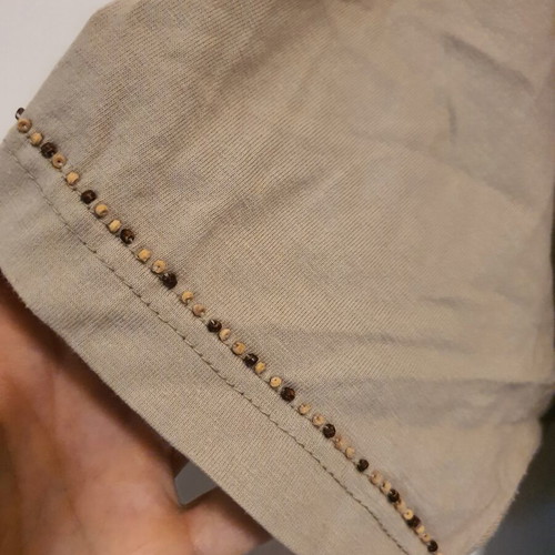 Beige blouse with wooden beads size S like new