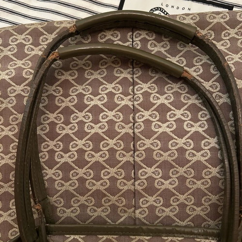 Anya Hindmarch shoulder bag used, grey canvas with 3 external pockets