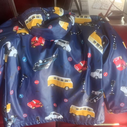 Boboli waterproof jacket with yellow fleece lining, like new, blue, size 140 cm
