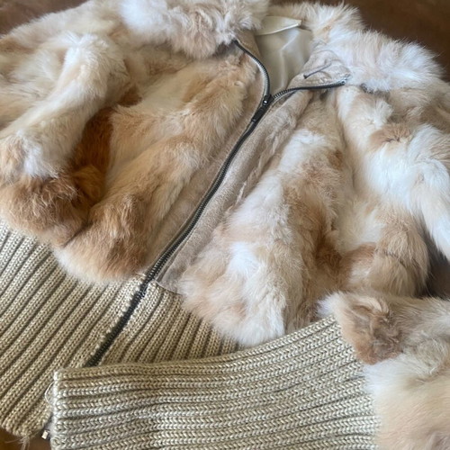 Natural rabbit fur jacket like new, beige
