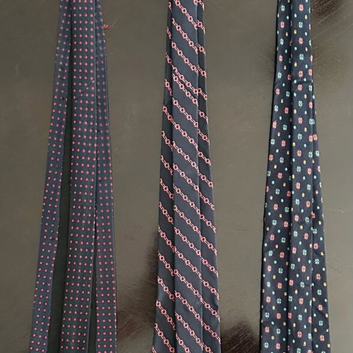 Set of 3 Men's Ties Dark Blue with Red and Multicolor Details like new