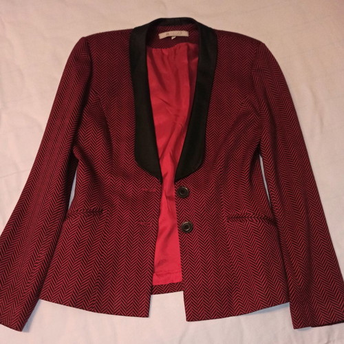 Luccil.B women's jacket used, herringbone pattern red and black, size L